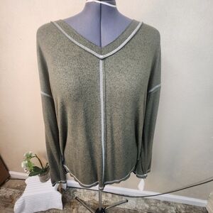 Moa Moa Olive Raw Hem Pullover 3X NWT (5636)